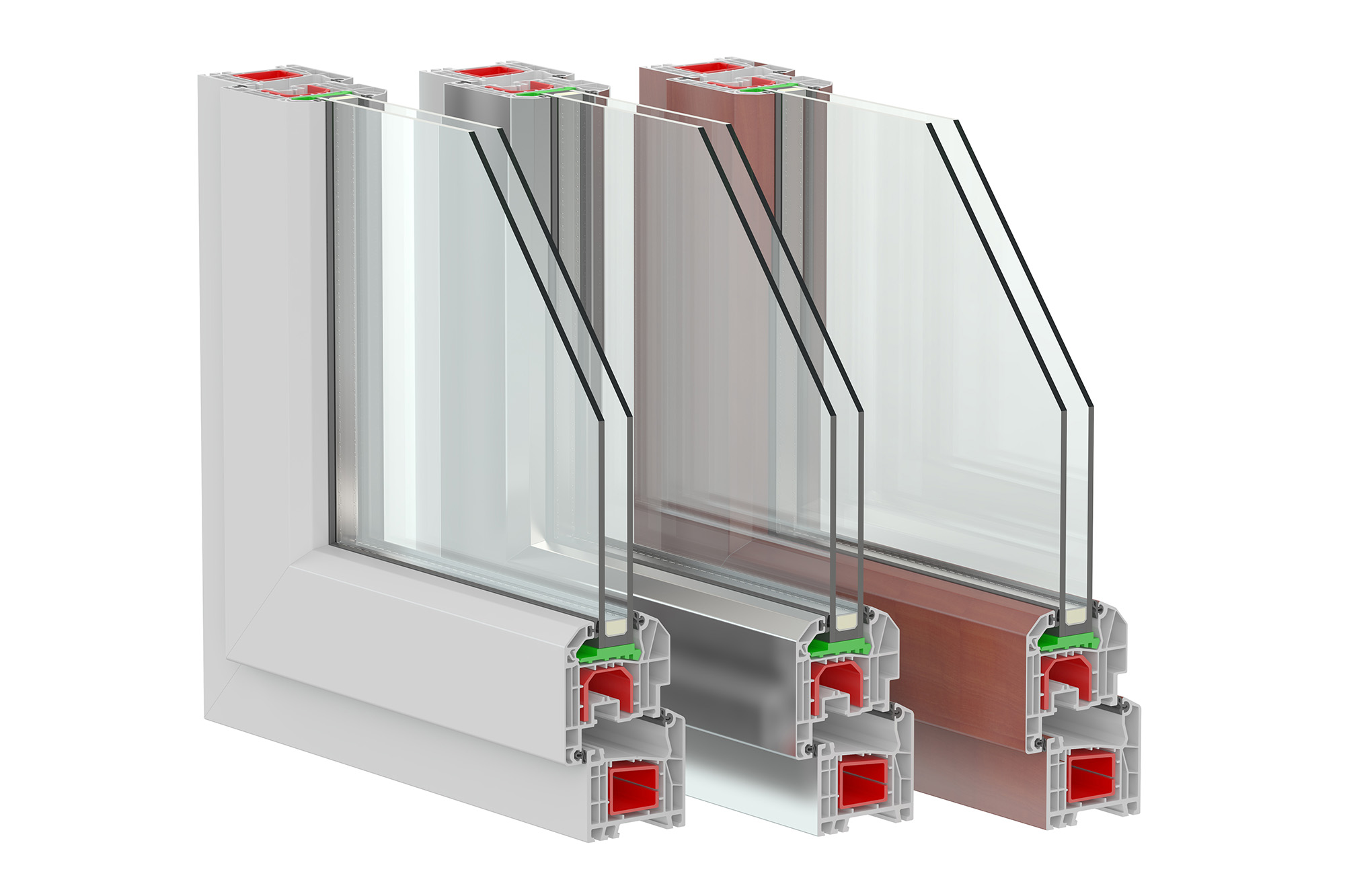 Plastic Windows profiles, 3D rendering - Actiphy